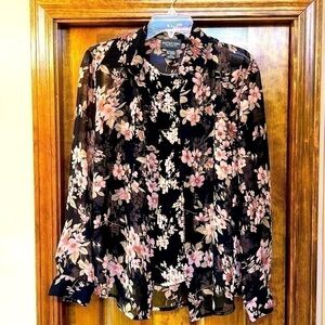 $5 ADD ON with $15+ Bundle Notations 2-piece Floral‎ Sheer Blouse Tank Sz M EUC